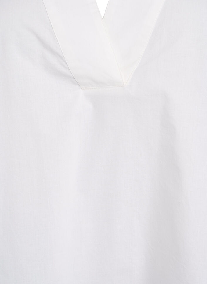 Blouse with V-neck and broderie anglaise details, White, Packshot