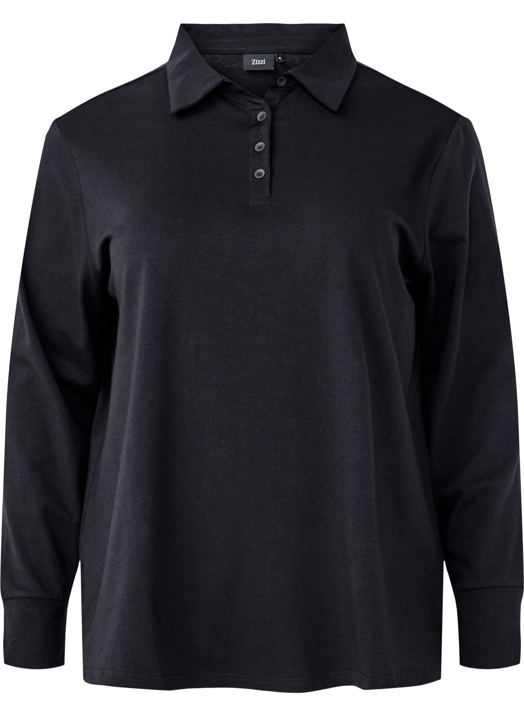 Zizzifashion Long-sleeved polo shirt, Black, Packshot image number 0