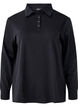 Long-sleeved polo shirt, Black, Packshot image number 0