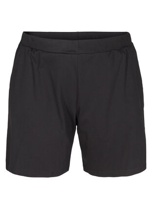 Loose cotton shorts with pockets, Black, Packshot image number 0