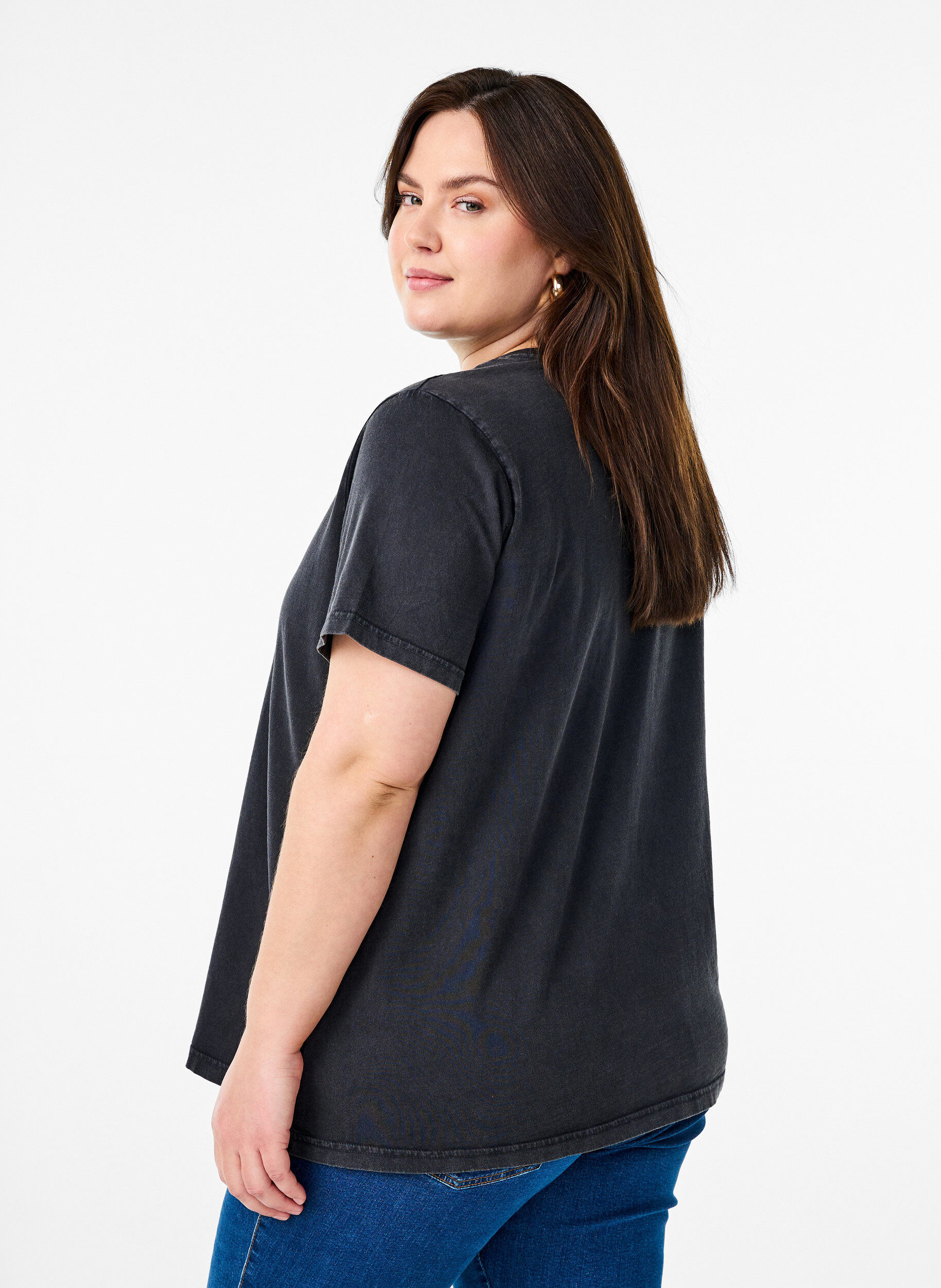 Zizzifashion T-shirt in organic cotton with a cool print, Grey, Model image number 2