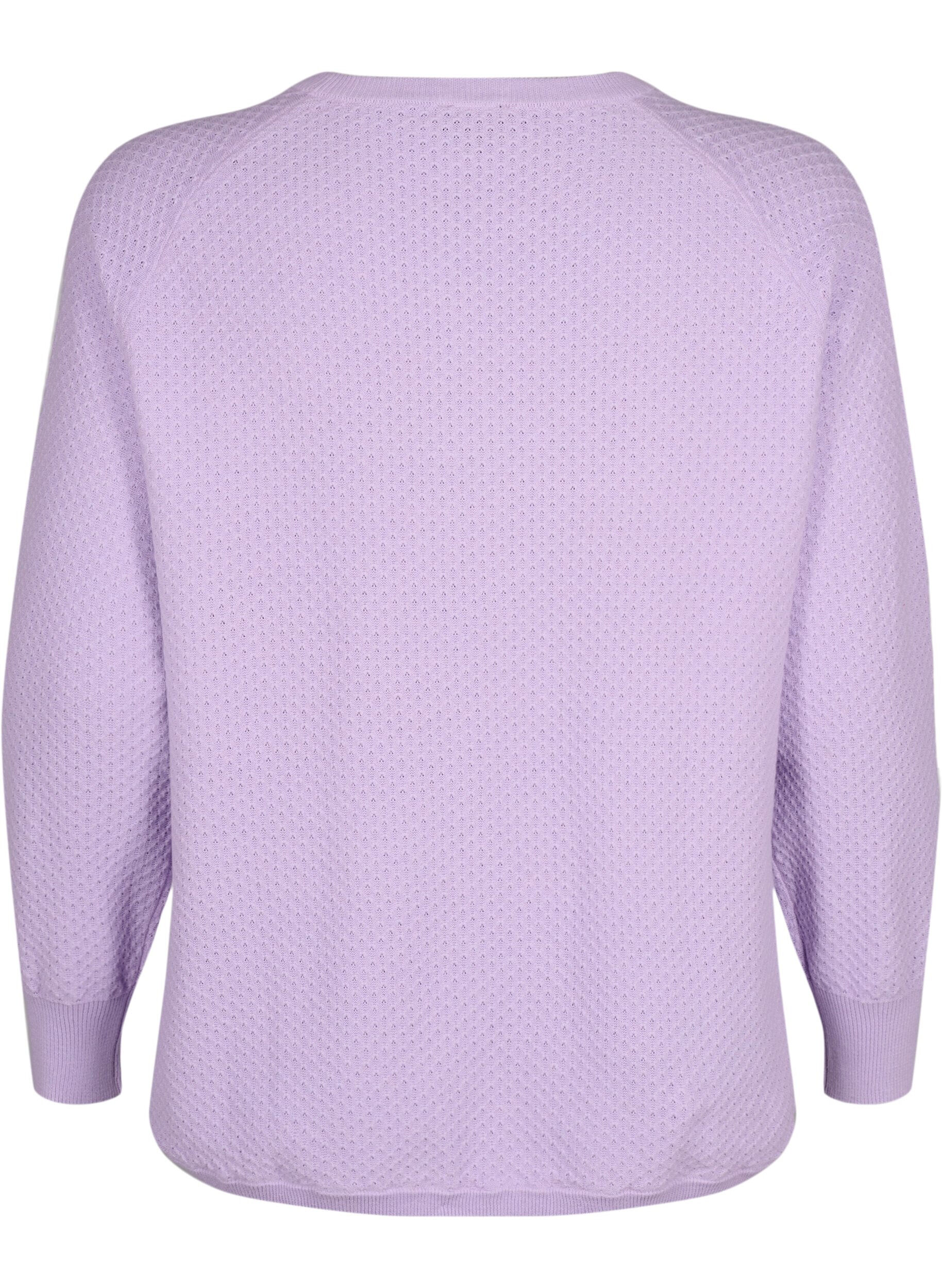 Zizzifashion Pullover in organic cotton with texture pattern, Lavender, Packshot image number 1
