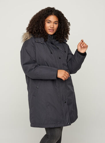 Waterproof winter jacket with a hood, Black, Model image number 0