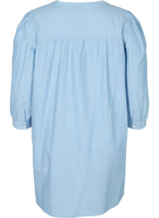 Cotton tunic with 3/4 length sleeves, Blue, Packshot image number 1