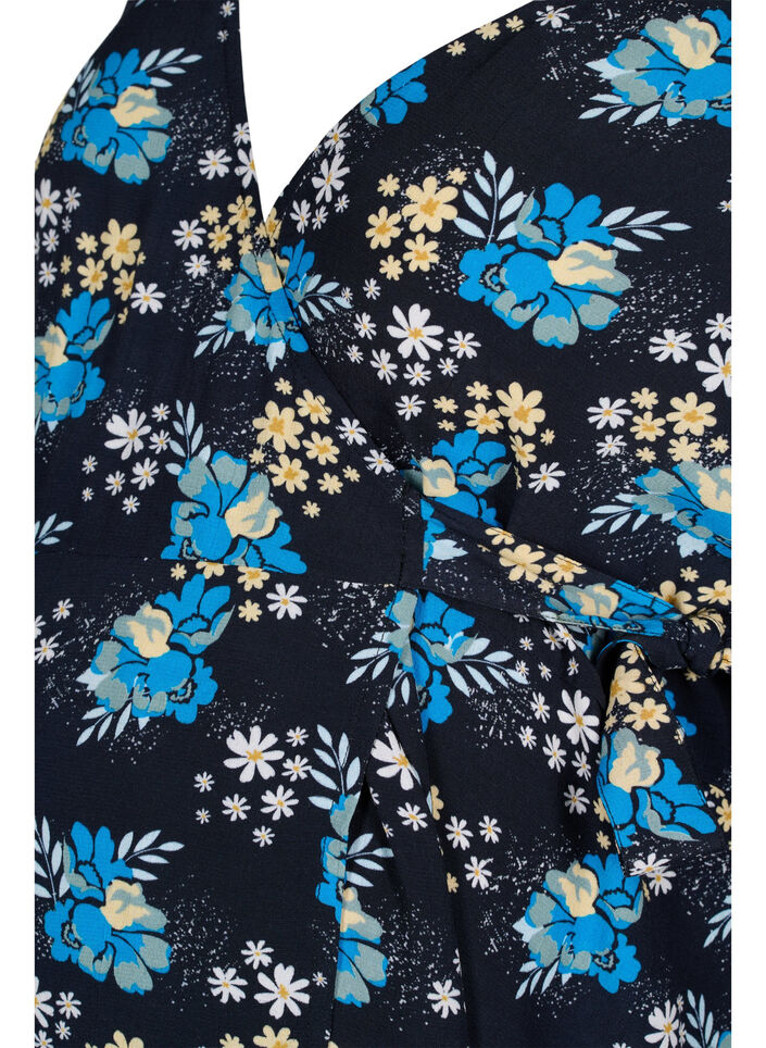 Floral maternity wrap dress in viscose, Blue, Packshot image number 2