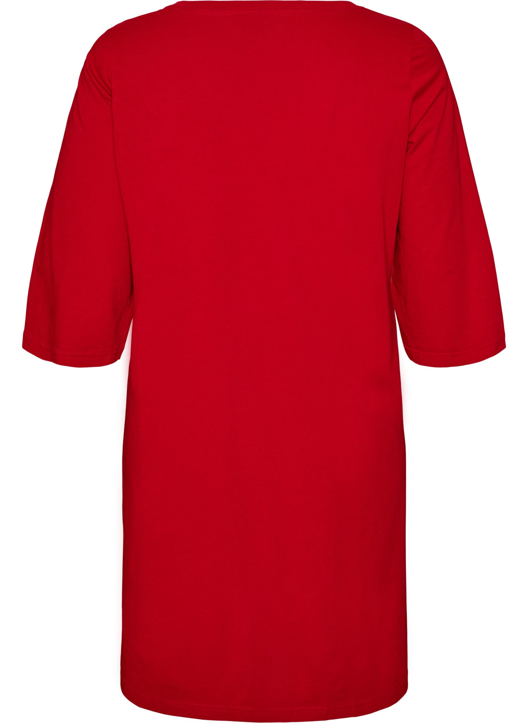 ZizzifashionNightdress in organic cotton with Christmas motif, Red, Packshot image number 1
