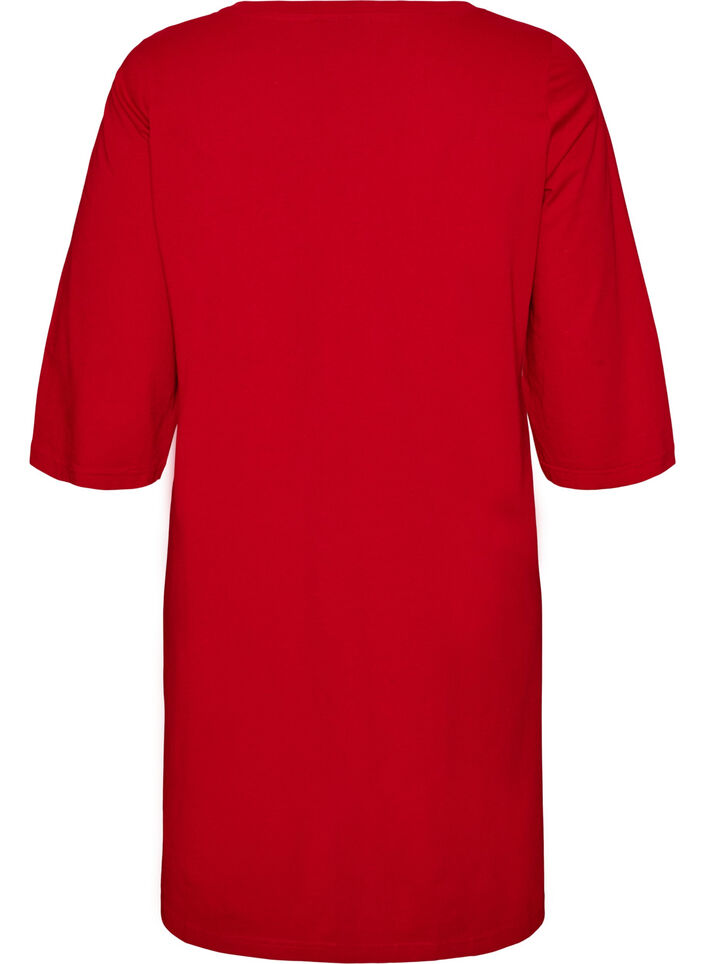 Nightdress in organic cotton with Christmas motif, Red, Packshot image number 1