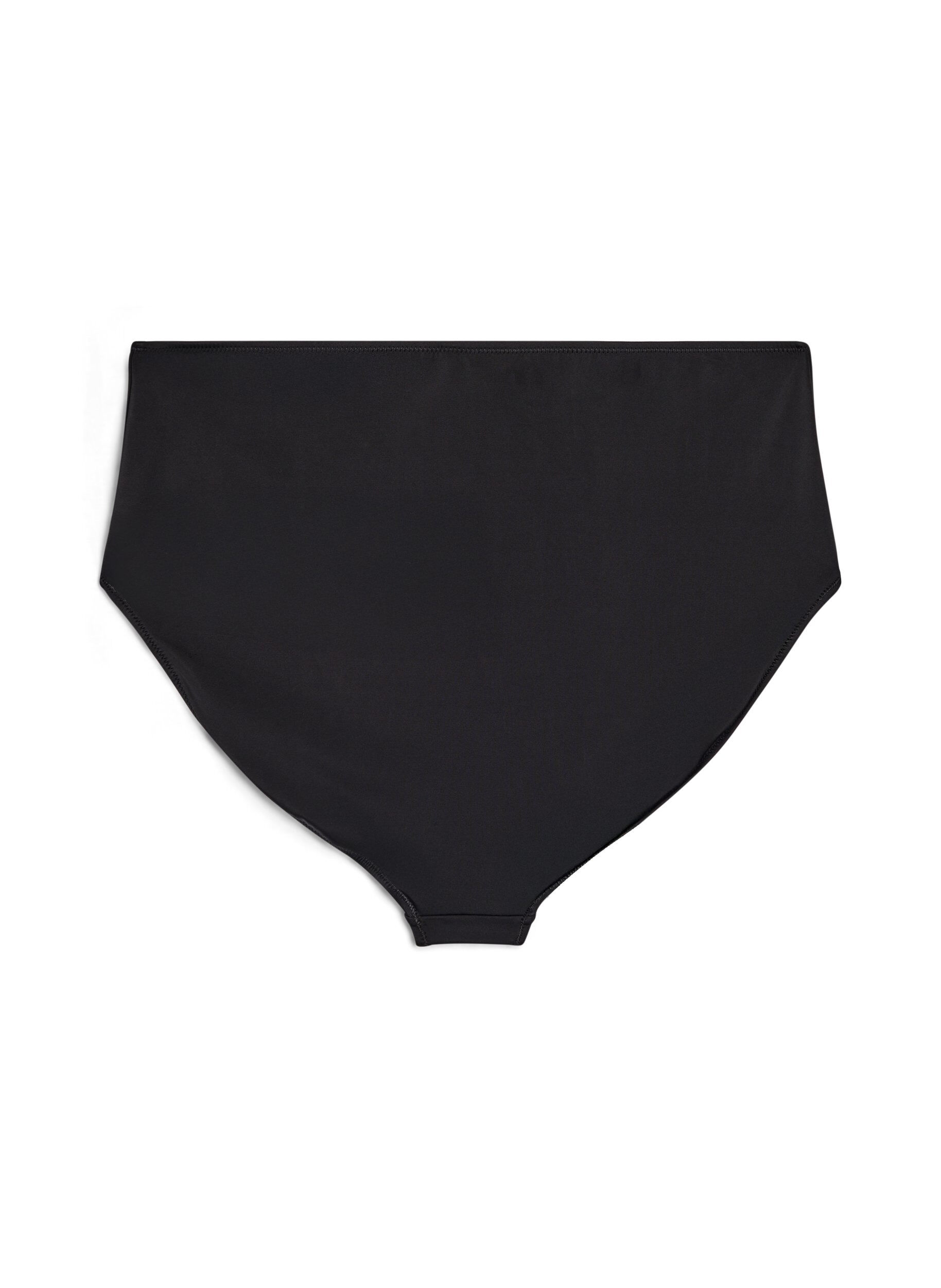 Zizzifashion Solid colour bikini bottom with high waist, Black, Packshot image number 1