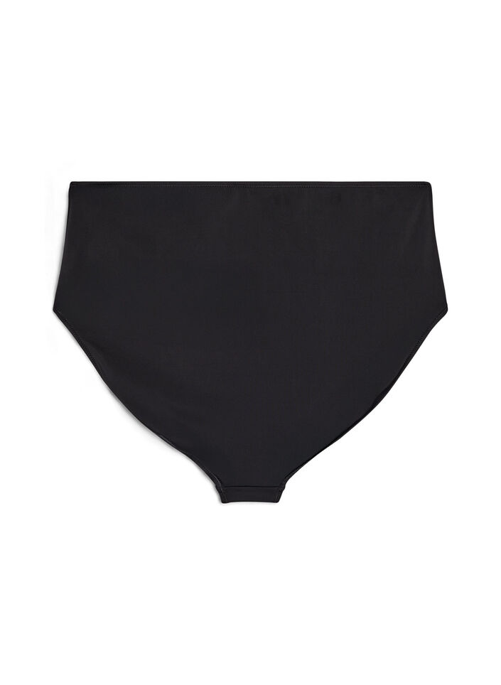 Solid colour bikini bottom with high waist, Black, Packshot image number 1