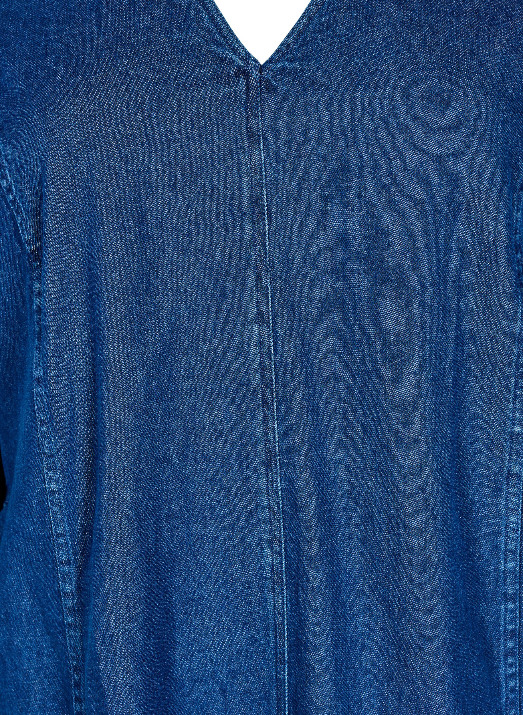 ZizzifashionShort denim dress with 3/4 sleeves, Blue, Packshot image number 2