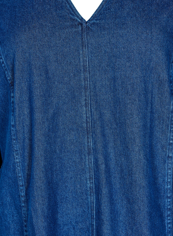 Short denim dress with 3/4 sleeves, Blue, Packshot image number 2