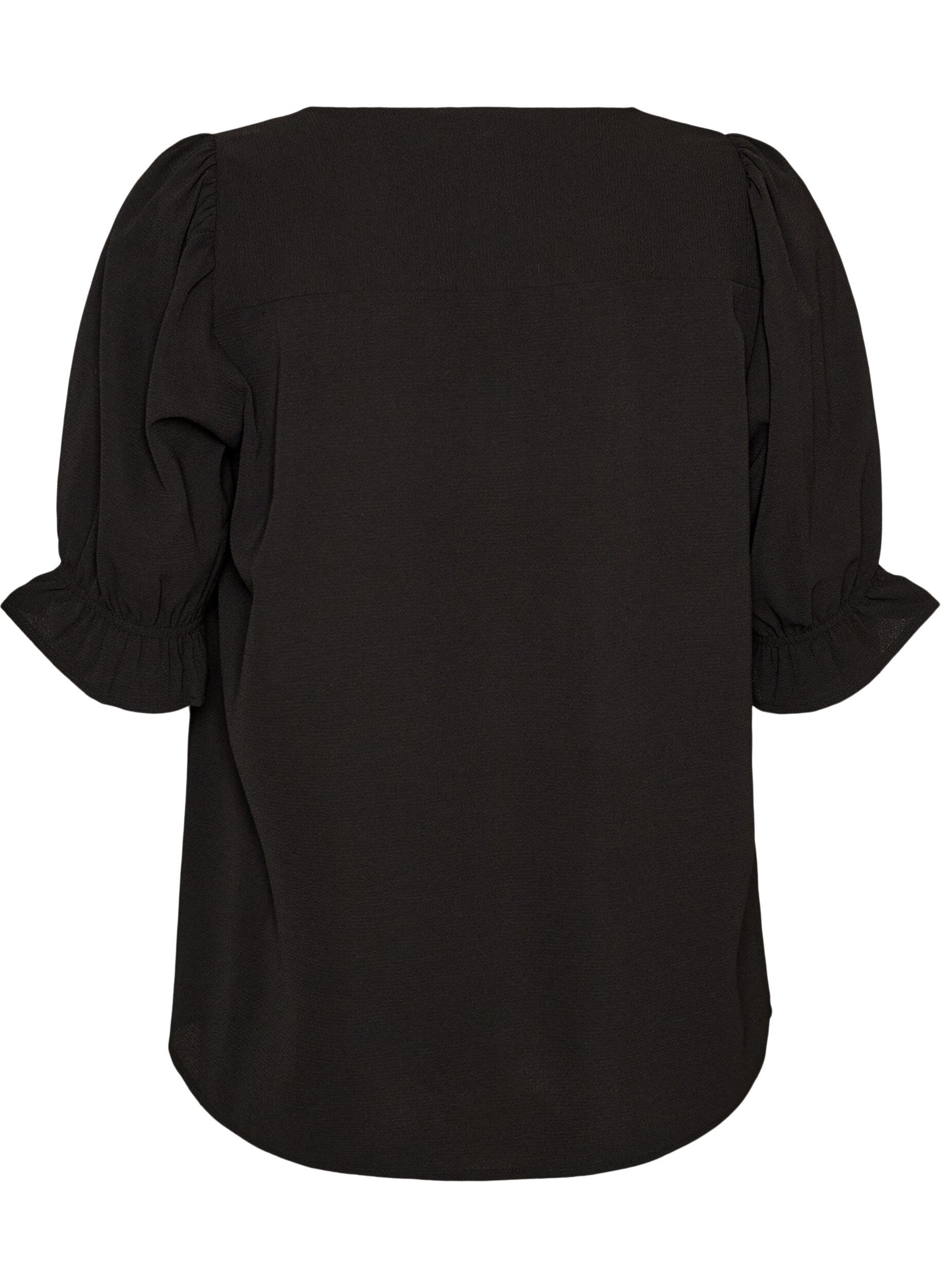 Zizzifashion Shirt blouse with 1/2 sleeves, Black, Packshot image number 1