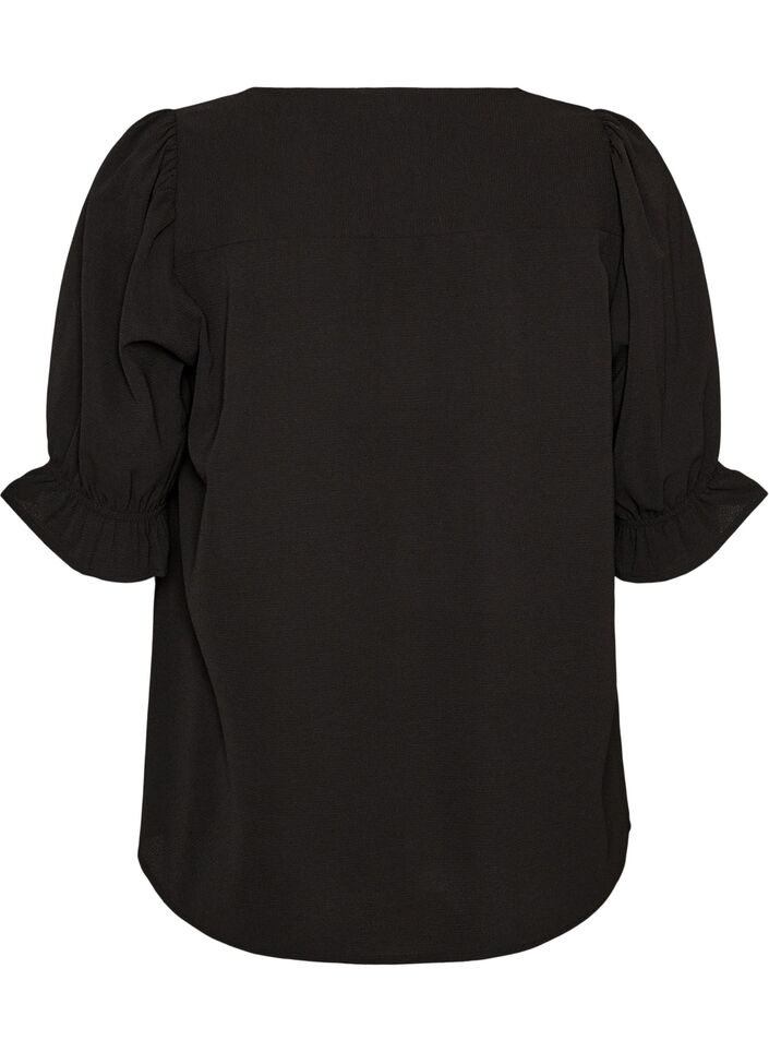 Shirt blouse with 1/2 sleeves, Black, Packshot image number 1