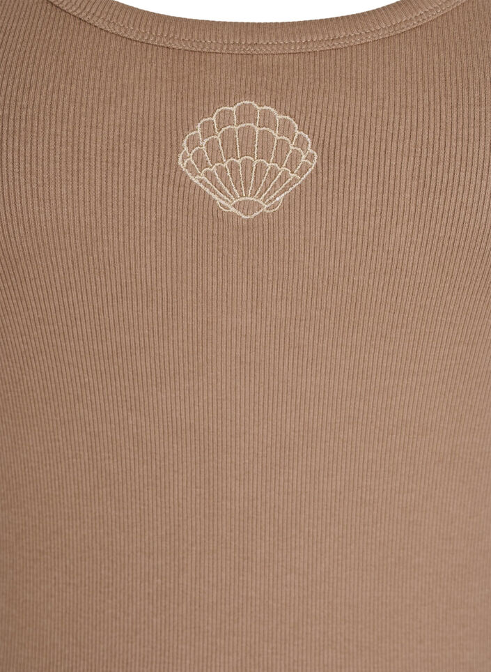 Fitted top with motif, Brown, Packshot image number 2