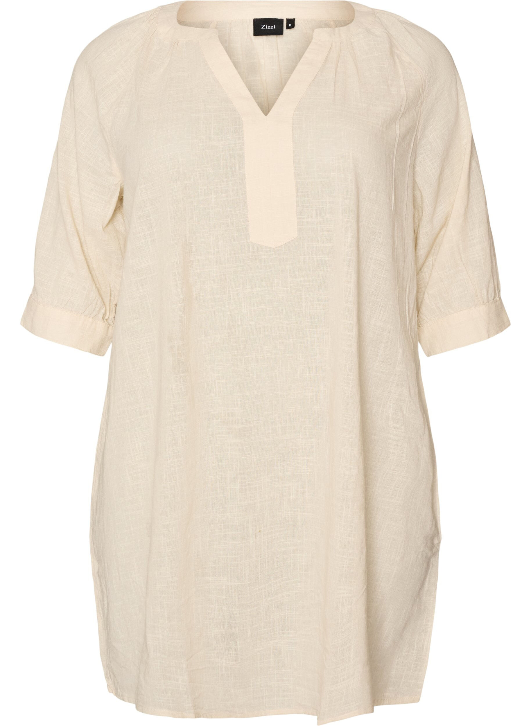 Cotton tunic with V-neck
