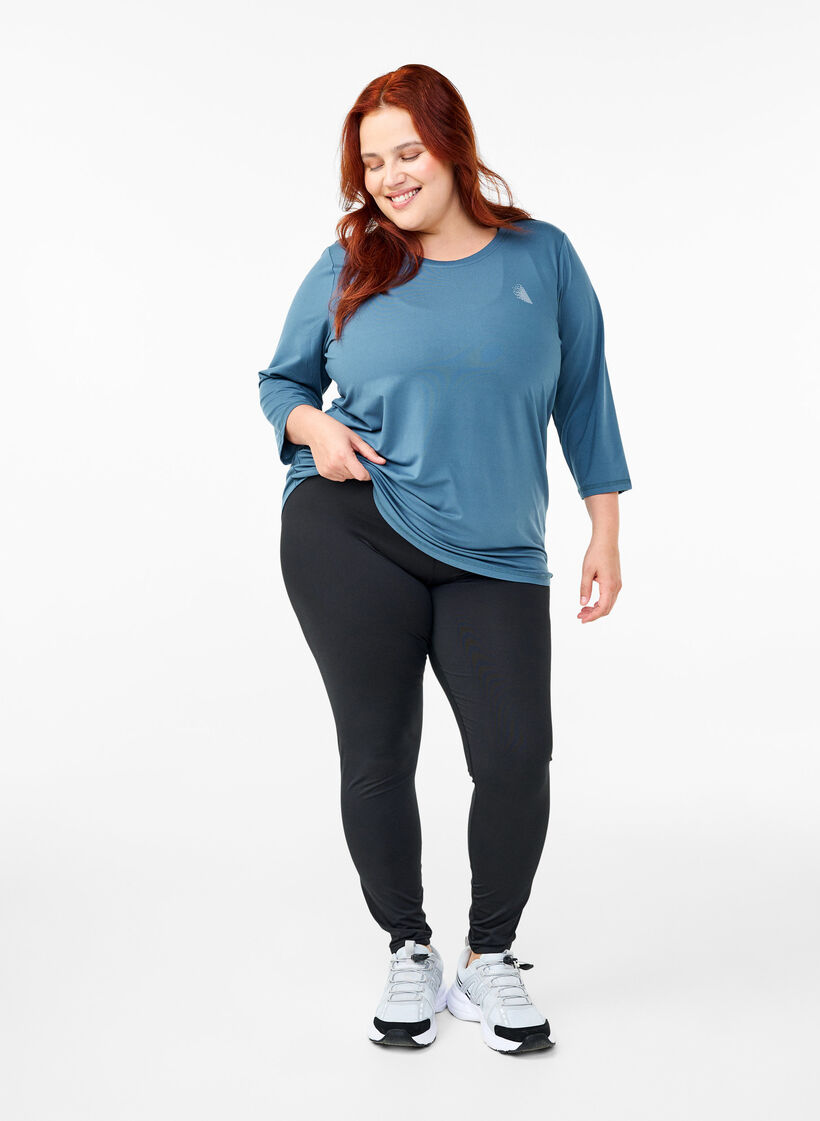 Training blouse with 3/4 sleeves, Petrol, Model image number 1