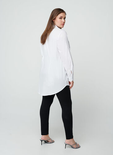 Long-sleeve cotton shirt, Bright White, Model image number 1