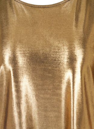 Shiny blouse with 3/4 length puff sleeves, Gold, Packshot image number 2