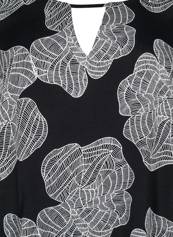 Short sleeve viscose Blouse with print, Black, Packshot image number 2