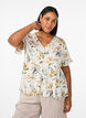 Blouse in linen and viscose with a V-neck and button fastening, White, Model image number 0