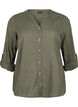 Cotton shirt blouse with a v-neck, Green, Packshot image number 0