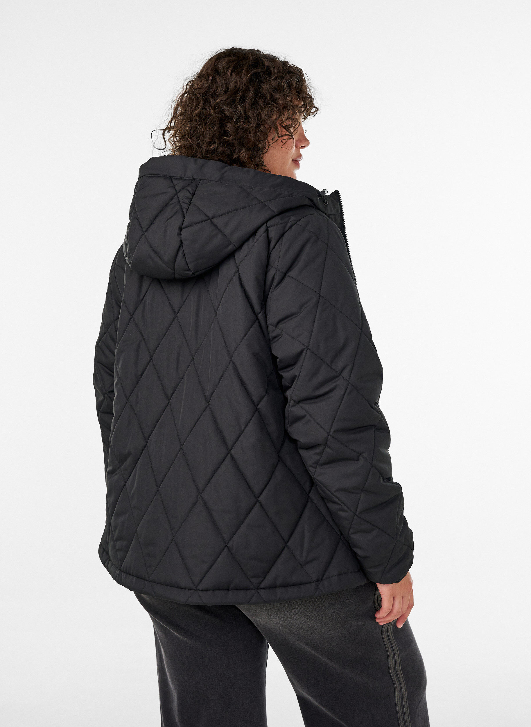 ZizzifashionLightly padded jacket with diamond quilt, Black, Model image number 2