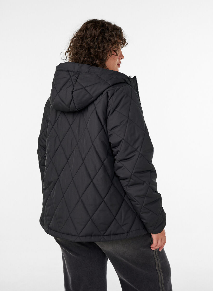 Lightly padded jacket with diamond quilt, Black, Model image number 2