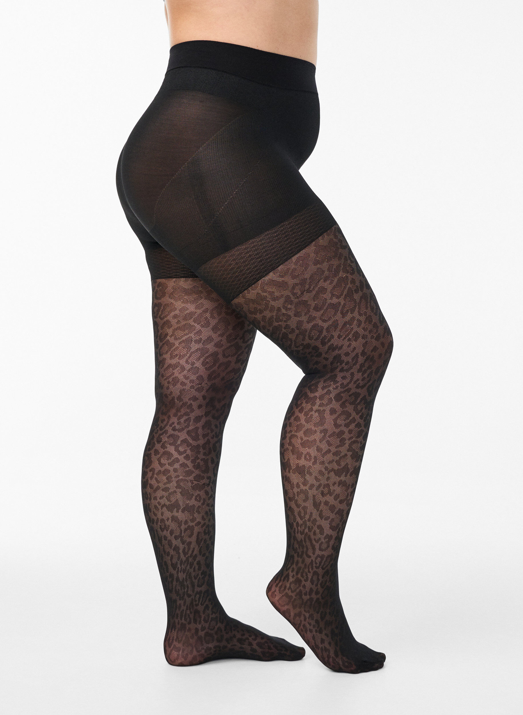 Leopard print 50 denier tights with push-up