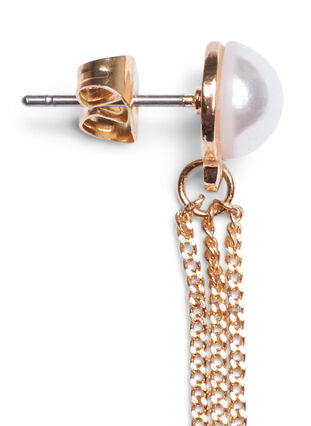 Pearl earrings with chains, Gold, Packshot image number 2