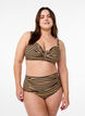 High-waisted bikini bottoms with stripes, Brown, Model image number 0