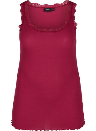 Top with lace trim, Carmine, Packshot image number 0