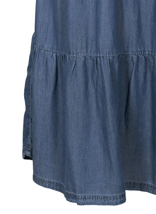 Short-sleeved, pleated denim dress, Medium Blue, Packshot image number 3