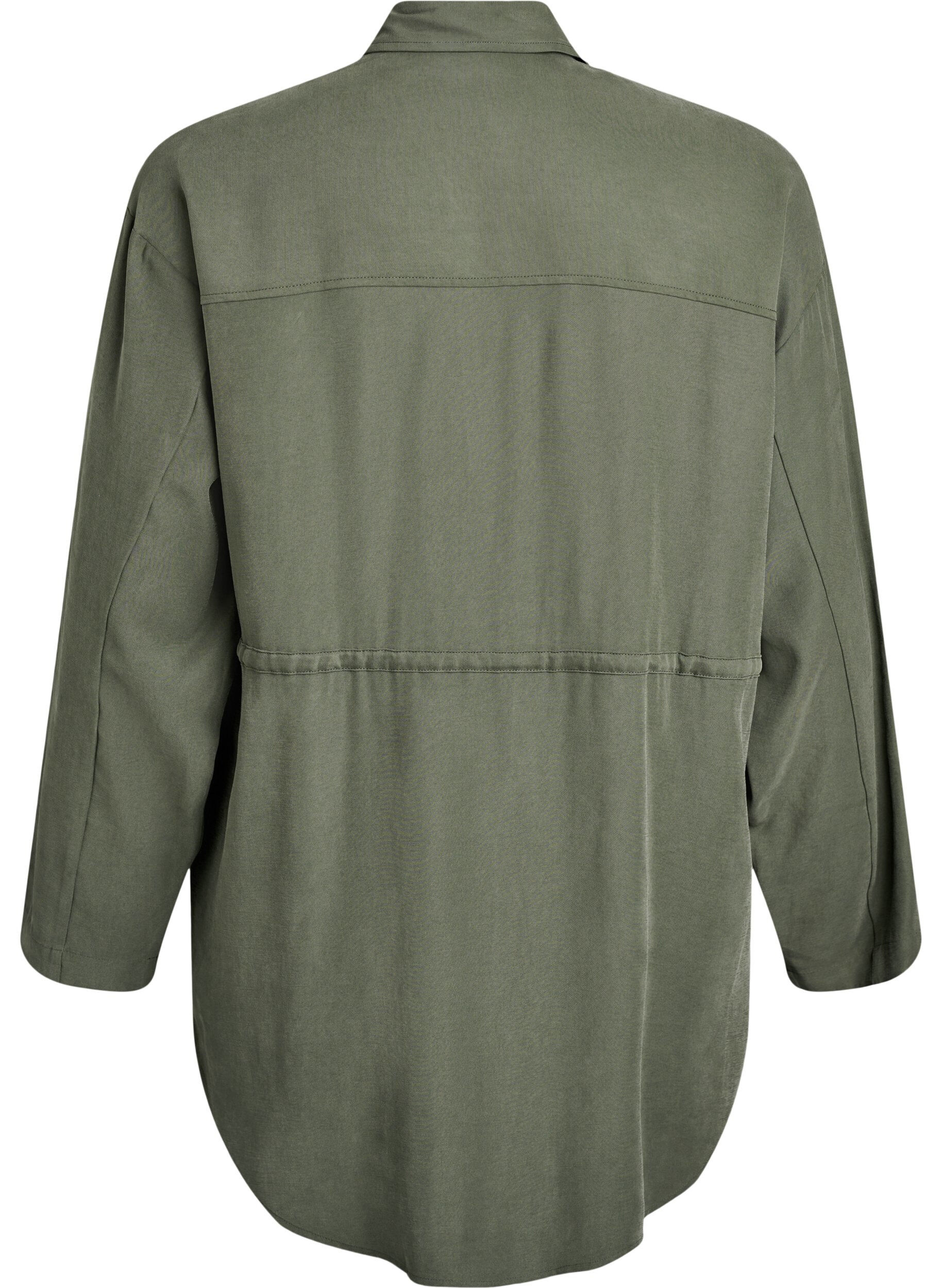 Zizzifashion Tunic with chest pockets and adjustable waist, Green, Packshot image number 1