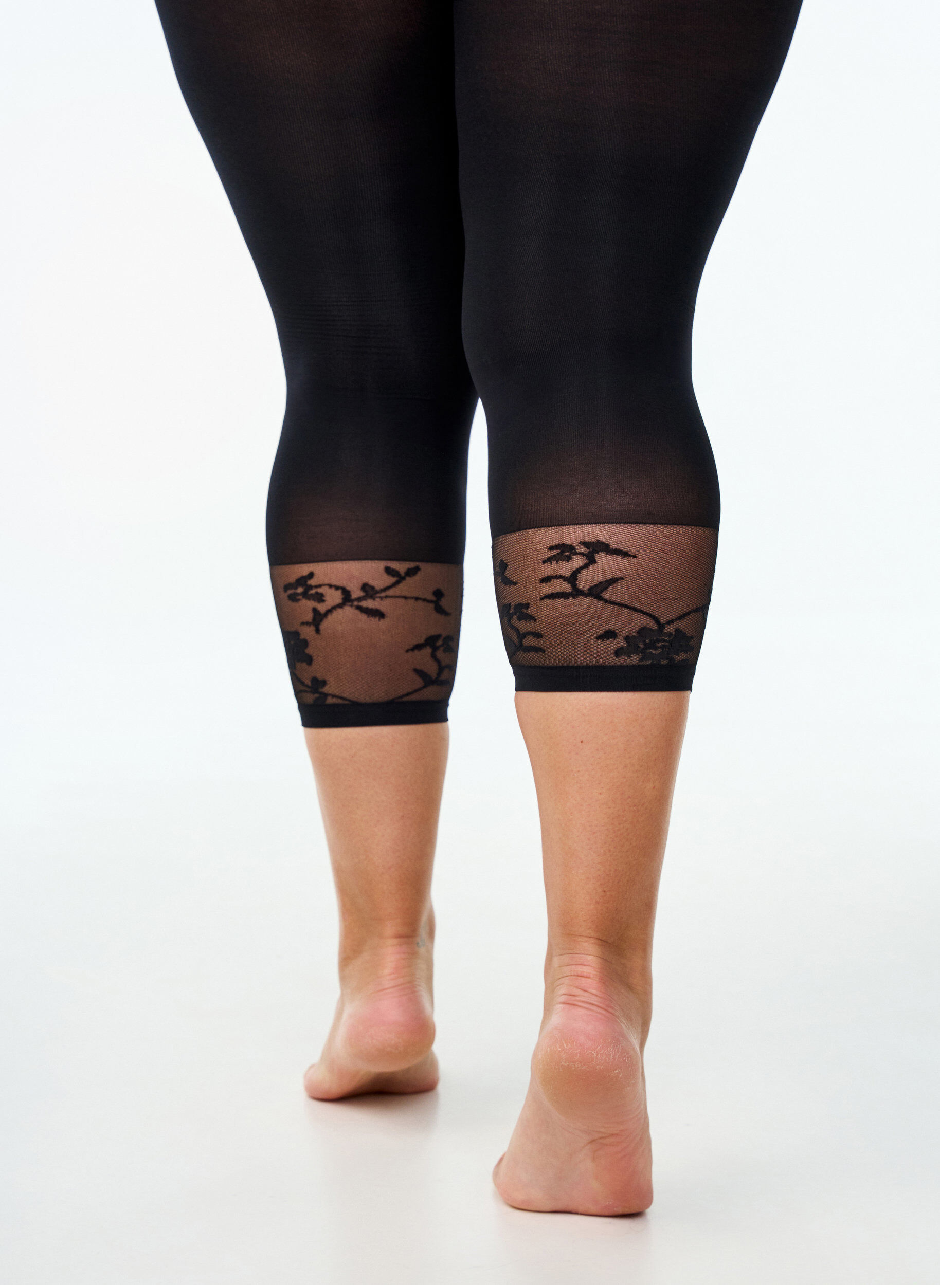 Zizzifashion 50 denier tights with lace hem, Black, Packshot image number 1