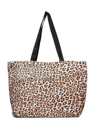 Canvas beach bag with zip, Leopard Print, Packshot image number 0