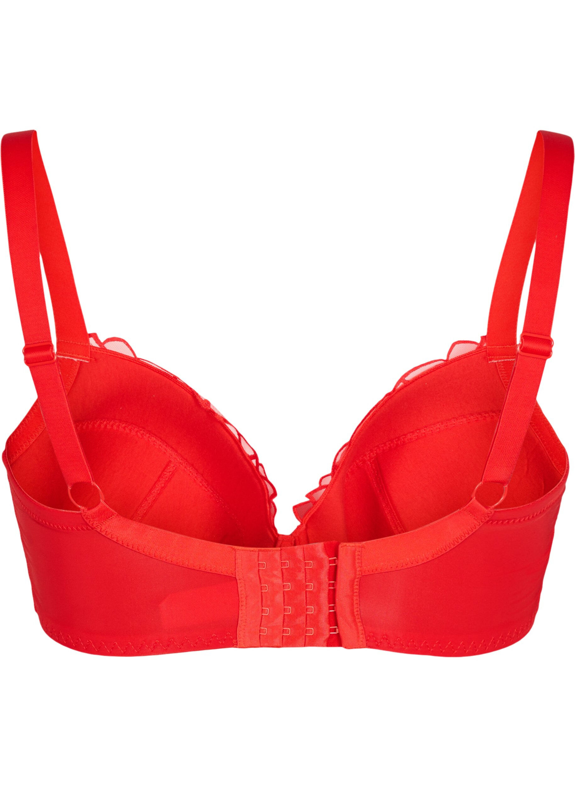 Zizzifashion Padded bra with lace, Salsa, Packshot image number 1