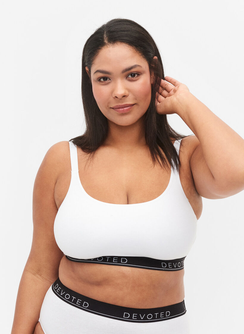 Cotton bra with adjustable straps, White, Model image number 0