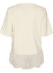 Loose T-shirt with wide lace trim, Beige, Packshot image number 1