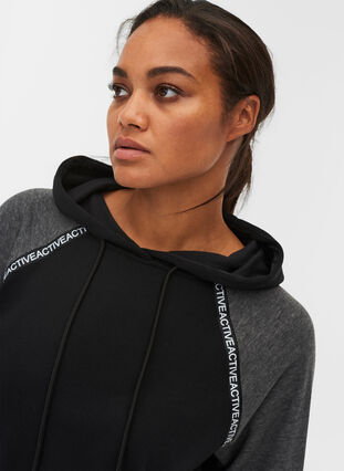 Sweatshirt with hood and pocket, Black, Model image number 2