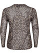 Mesh blouse with leopard pattern, Brown, Packshot image number 1