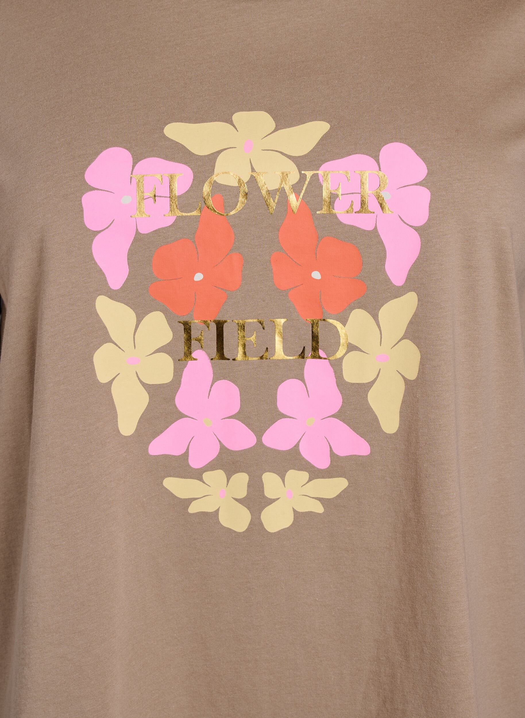 Zizzifashion T-shirt with floral print detail, Beige, Packshot image number 2