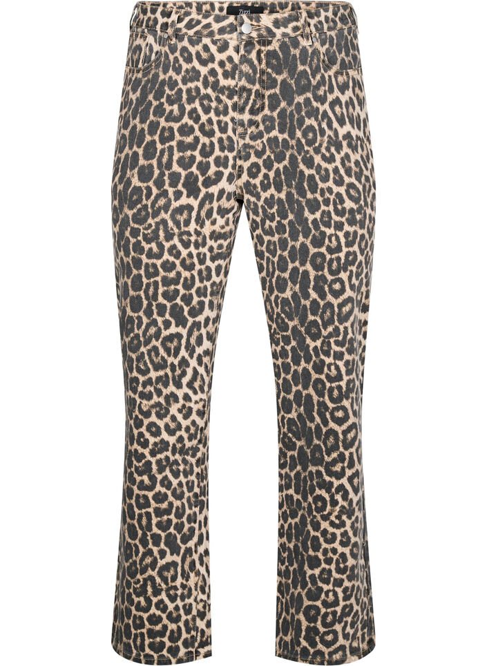 Regular fit jeans with zebra print, Brown, Packshot image number 0