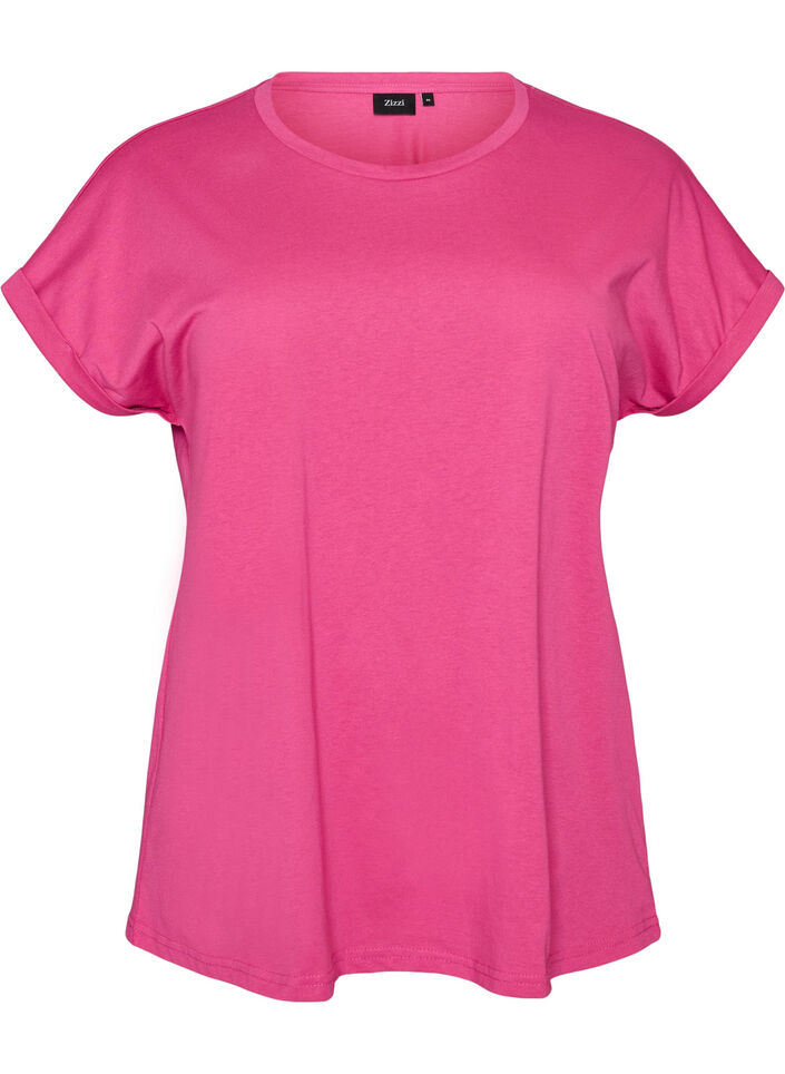 Short-sleeved cotton blend T-shirt, Pink, Packshot image number 0