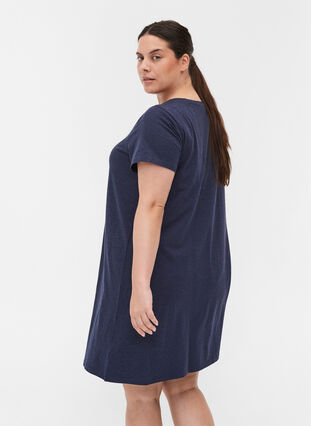 Short-sleeved nightdress in a cotton blend, Night Sky Mélange, Model image number 1