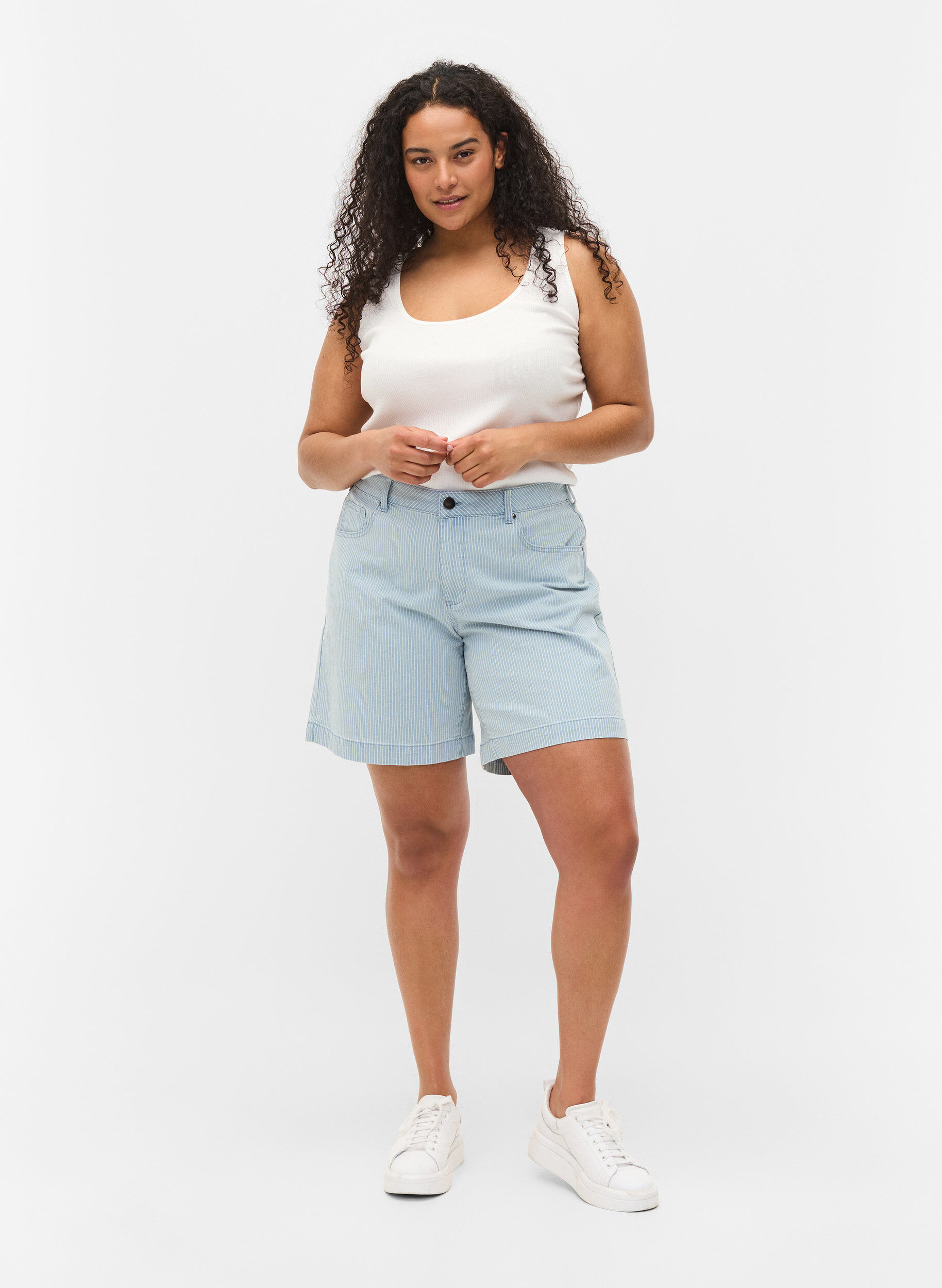 Zizzifashion 2-pack basic tank top with rib, Ultramarine/White, Model image number 2