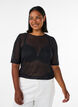 Mesh top with short sleeves and round neck, Black, Model image number 0