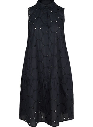 Shirt dress with broderie anglaise, Black, Packshot image number 0