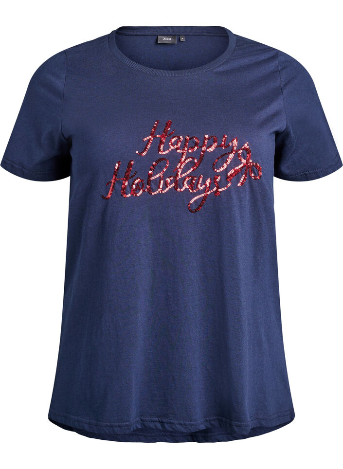 Christmas t-shirt in organic cotton, Blue, Packshot image number 0