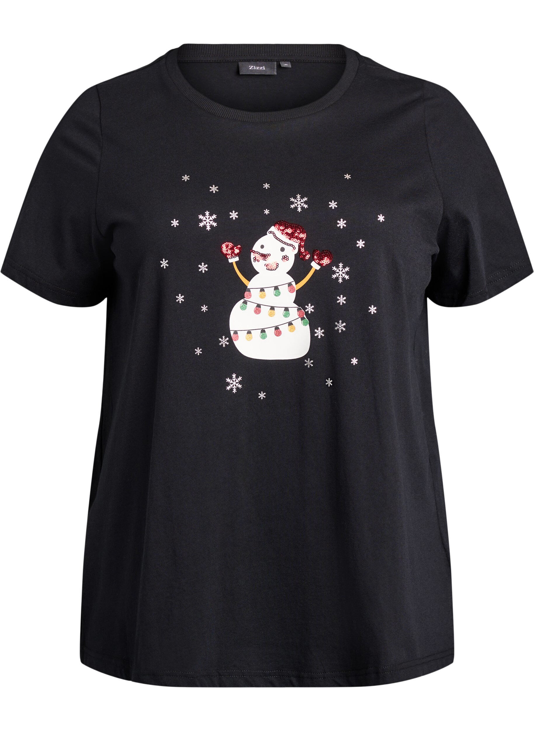 Zizzifashion Christmas t-shirt in organic cotton, Black, Packshot image number 0