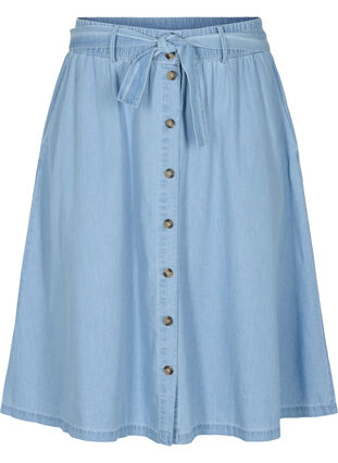 Loose denim skirt with buttons, Light blue denim, Packshot image number 0